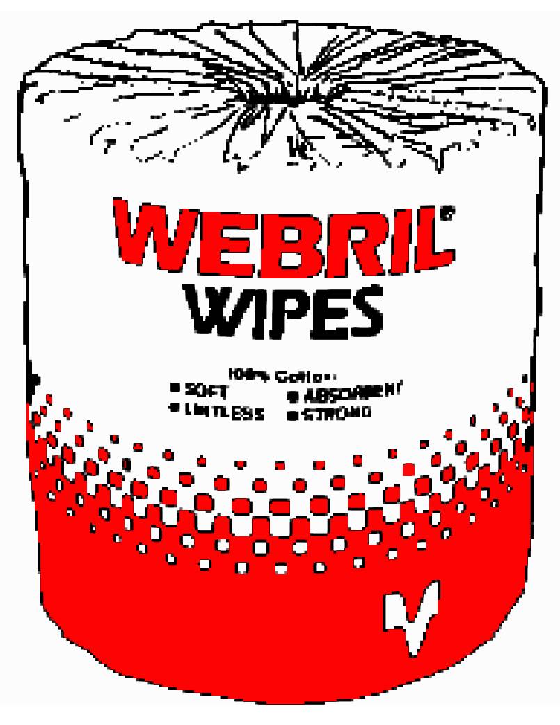 WEBRIL WIPES, 8 ROLLSOF 100 8" x 8" Lintless cotton WEBRIL WIPES, 8 ROLLSOF 100 8" x 8" Lintless cotton