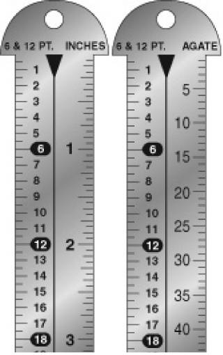 LINE GAUGE - ENGRAVED 12" 6 & 12 Point + Inches 6 & 12 Point + Agates