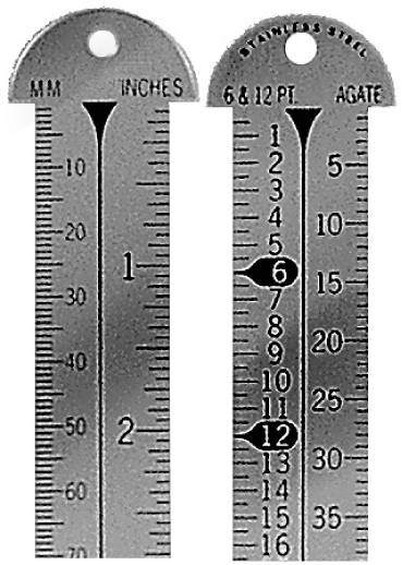 LINE GAUGE - ENGRAVED 12" Millimeters + Inches 6 & 12 Point + Agates