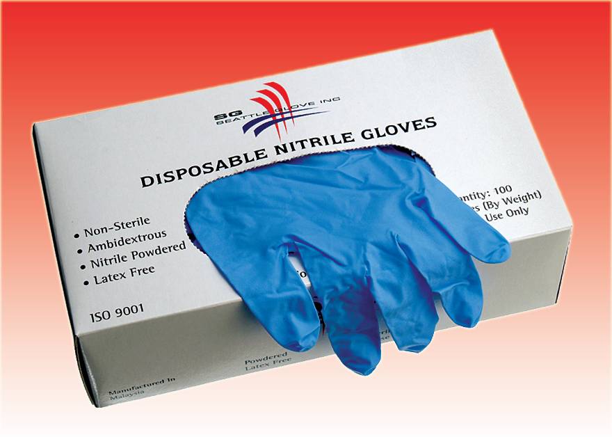 NITRILE INDUSTRIAL GLOVES Large - QTY:100